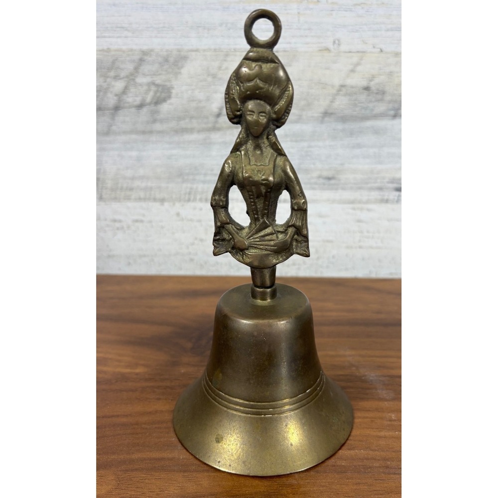 Brass Victorian Lady Bell Early 20th Century‎ 7" Tall Brass Lady Bell